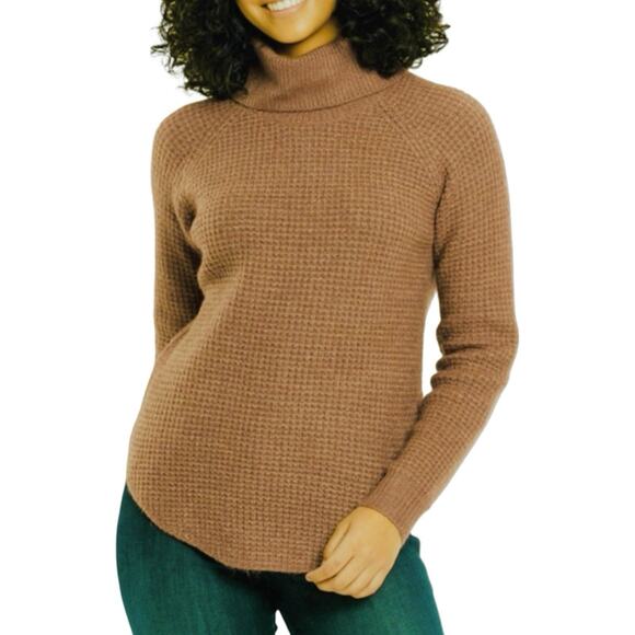 Kuhl Sienna Turtleneck Sweater Womens Size S Tan Brown Waffle Knit Pullover - Picture 2 of 7